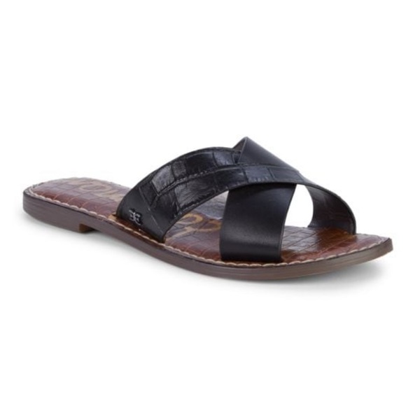 SAM EDELMAN Gillian Crocodile-Embossed Leather Slide Sandals Sz 6 - Picture 2 of 9